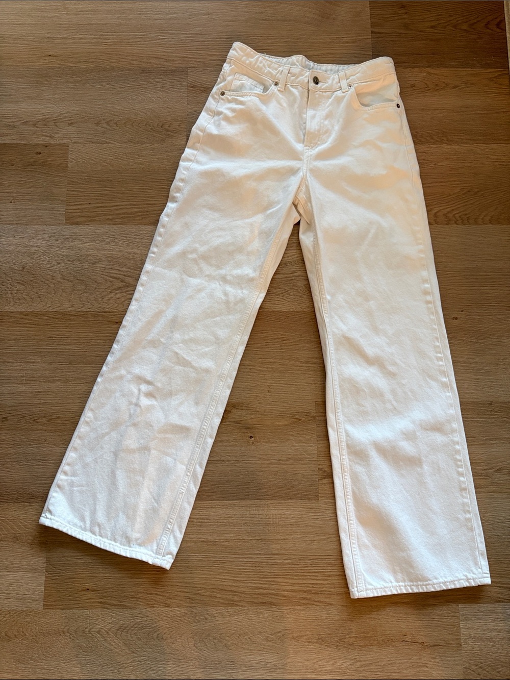 H&M White Straight-Leg Jeans